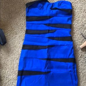 Strapless blue dress